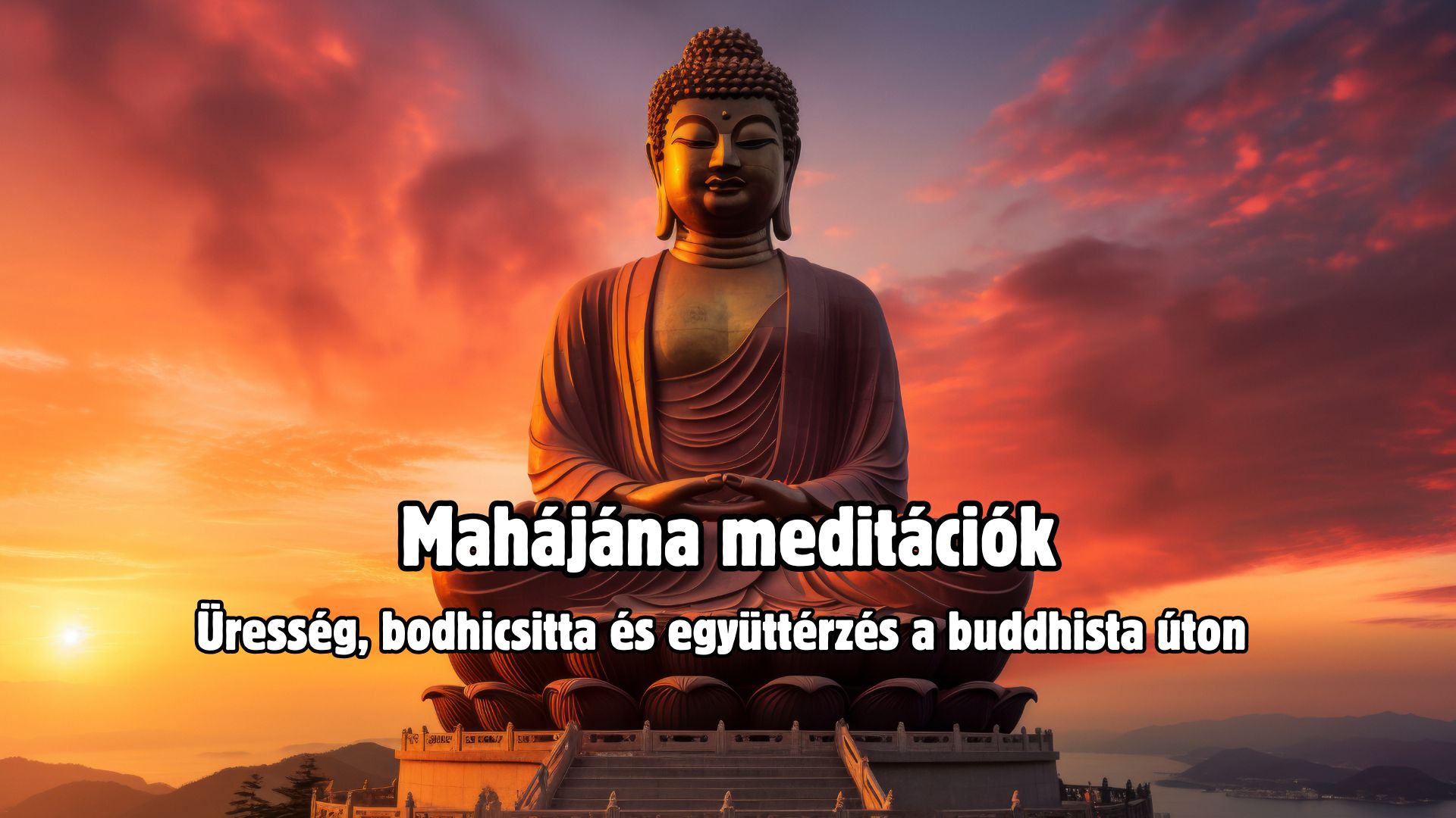 Mahájána buddhista szerzetes ülő meditációban, ürességet és belátást gyakorló testtartásban