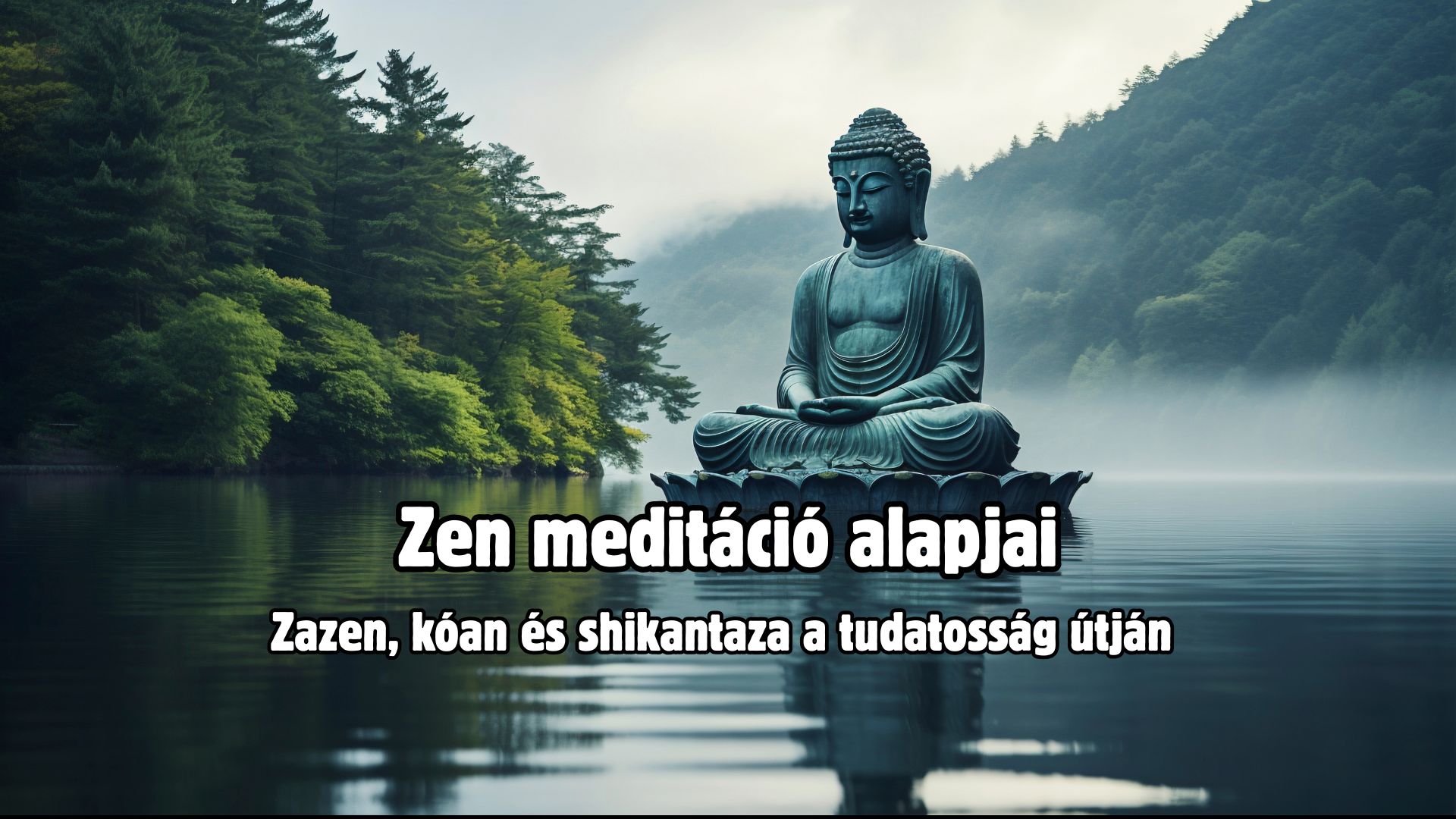 Zen szerzetes meditál zazen testtartásban, csendes japán kolostori környezetben