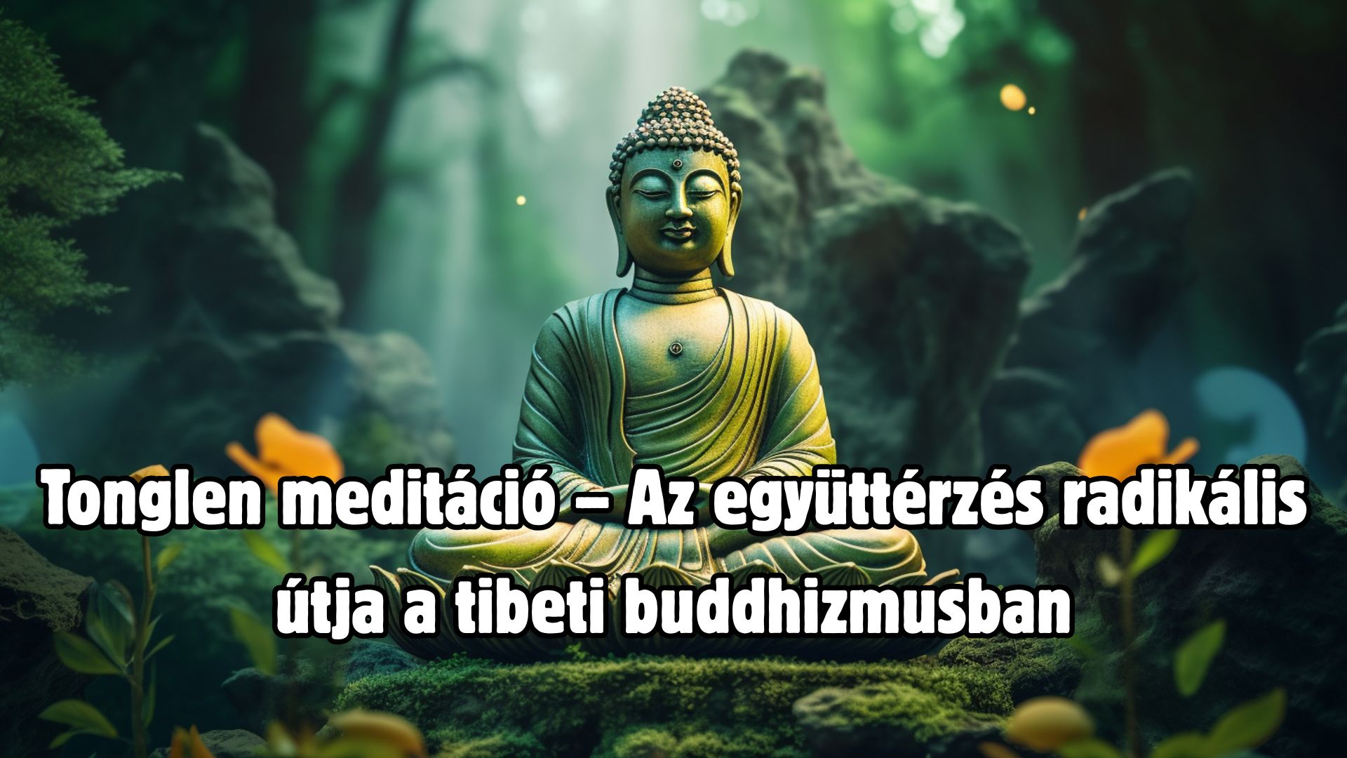Meditáló alak, aki sötét füstöt lélegez be és fehér fényt áraszt ki – a tonglen (adás és elfogadás) meditáció szimbolikus ábrázolása.